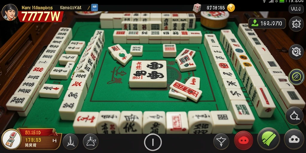 Screenshot utama 7777W menampilkan aksi seru dalam permainan Mahjong.
