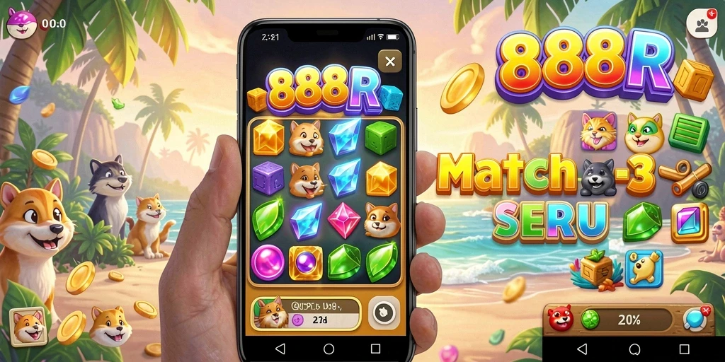 Gameplay seru 888R dengan berbagai kombinasi Match-3.