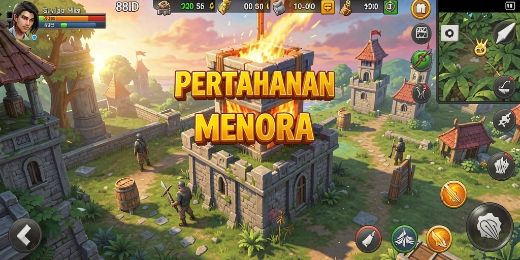 Tampilan gameplay yang menarik dalam game Tower Defense 88ID.