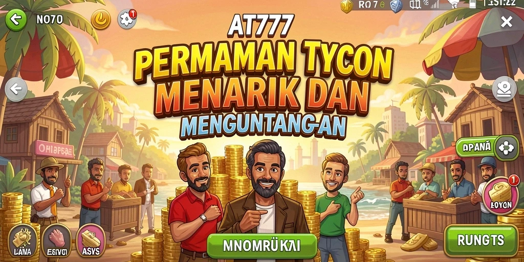 Tampilan gameplay AT777 menampilkan pembangunan kerajaan bisnis yang menarik.