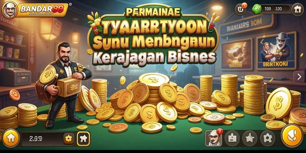 Screenshot gameplay BANDAR88 menampilkan strategi pembangunan bisnis yang dinamis.