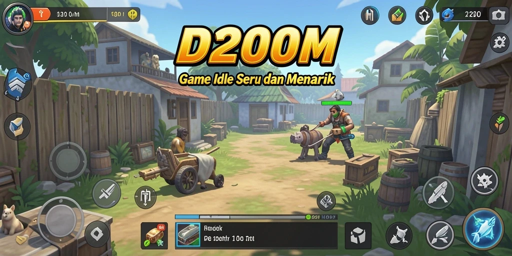 Tampilan gameplay D200M yang mengasyikkan dan penuh warna.