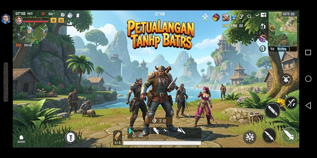 Tampilan gameplay GT108 yang menampilkan eksplorasi dunia terbuka.