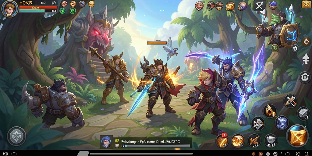 Screenshot gameplay HOKI9 menampilkan aksi pertempuran yang dinamis dan menakjubkan.