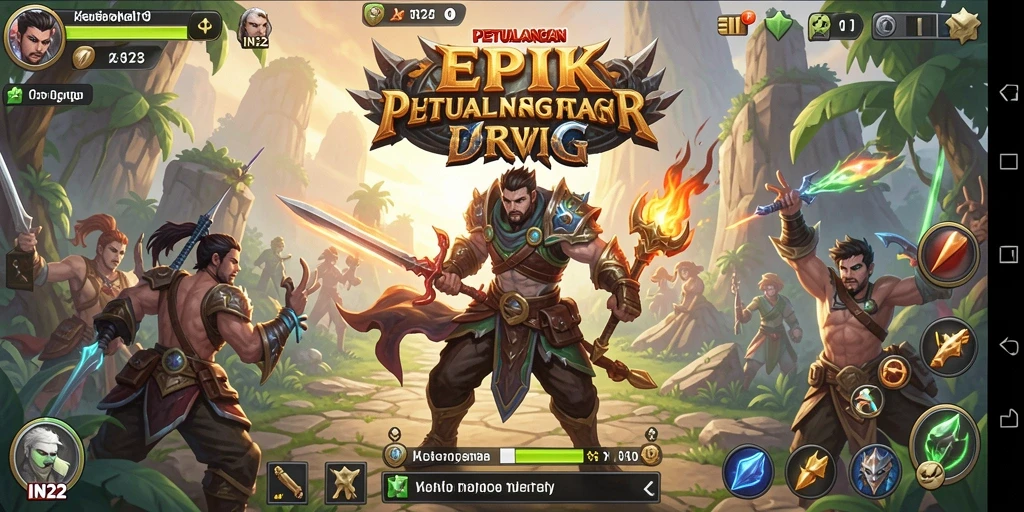 Screenshot IN22 menampilkan pertarungan seru dalam dunia RPG.