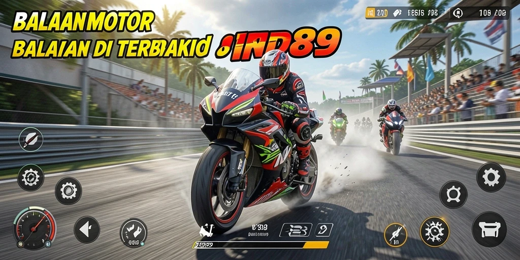 Tampilan gameplay mendebarkan dari IND89 dengan aksi balapan motor.