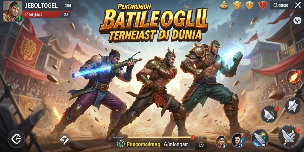 Screenshot gameplay JEBOLTOGEL menampilkan aksi pertempuran yang intens dan grafis memukau.