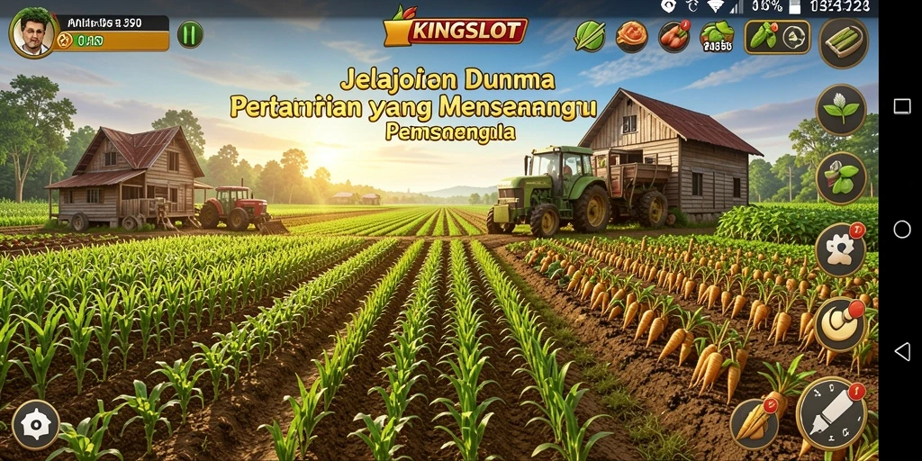 Tampilan menarik dari gameplay KINGSLOT dalam bertani.