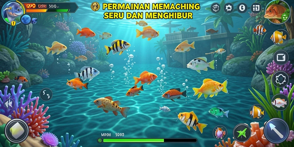 Gameplay MPO08 yang penuh warna dan menarik saat memancing.