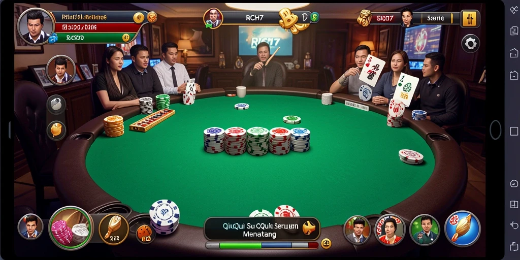 Tampilan gameplay RICH7 yang menarik dalam permainan QiuQiu.