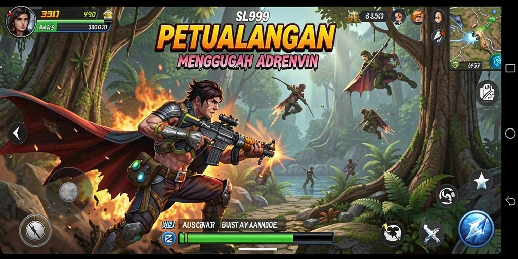 Tampilan gameplay aksi yang intens dan penuh tantangan dalam SL999.
