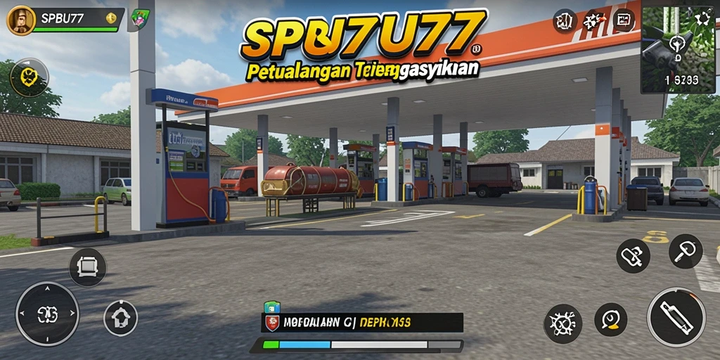 Tampilan gameplay SPBU77 dengan petualangan terbuka yang seru.