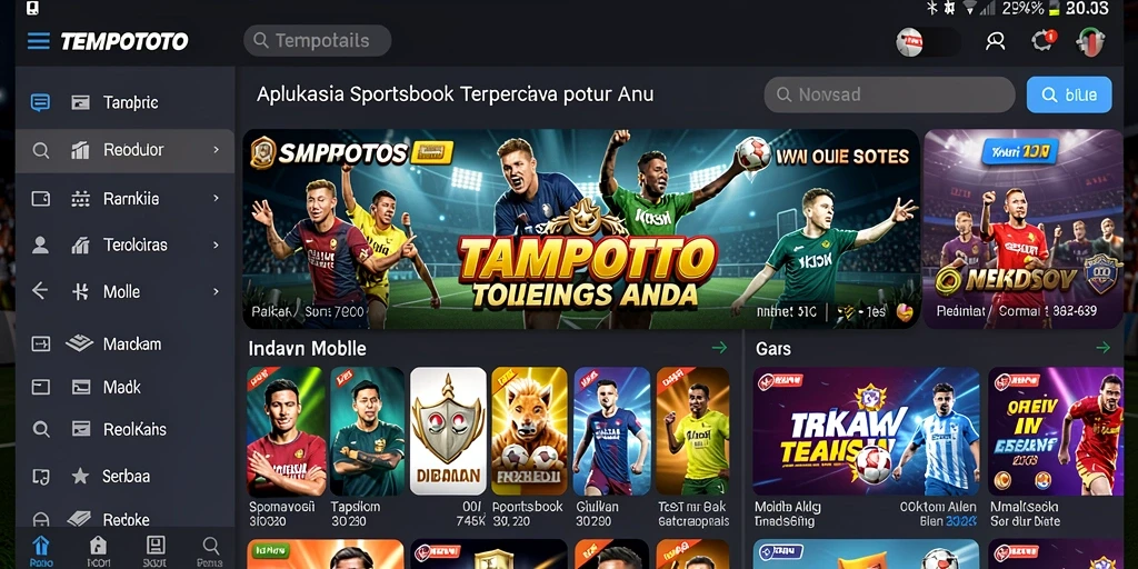 Tampilan gameplay seru di aplikasi TEMPOTOTO Sportsbook.