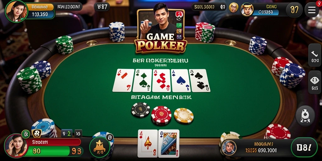 Tampilan gameplay menarik dari V87 saat bermain Poker.