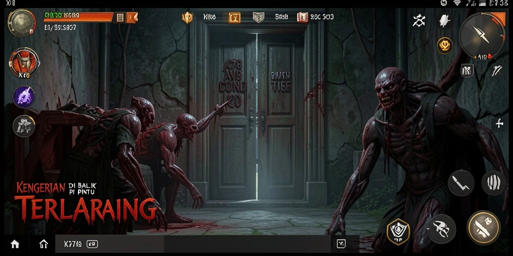 Screenshot menampilkan pengalaman gameplay horor yang mencekam.