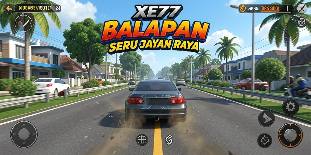 Tampilan gameplay XE77 yang menegangkan saat balapan di jalan raya.